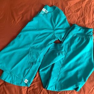 2 sets Teal Blue Scrubs Size SM